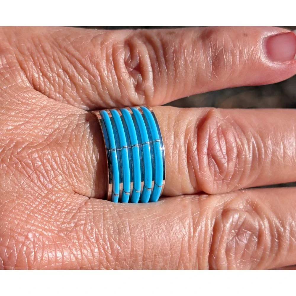 Zuni‎ Turquoise Ring Genuine Native American Handcrafted Jewelry Sz 7 ***